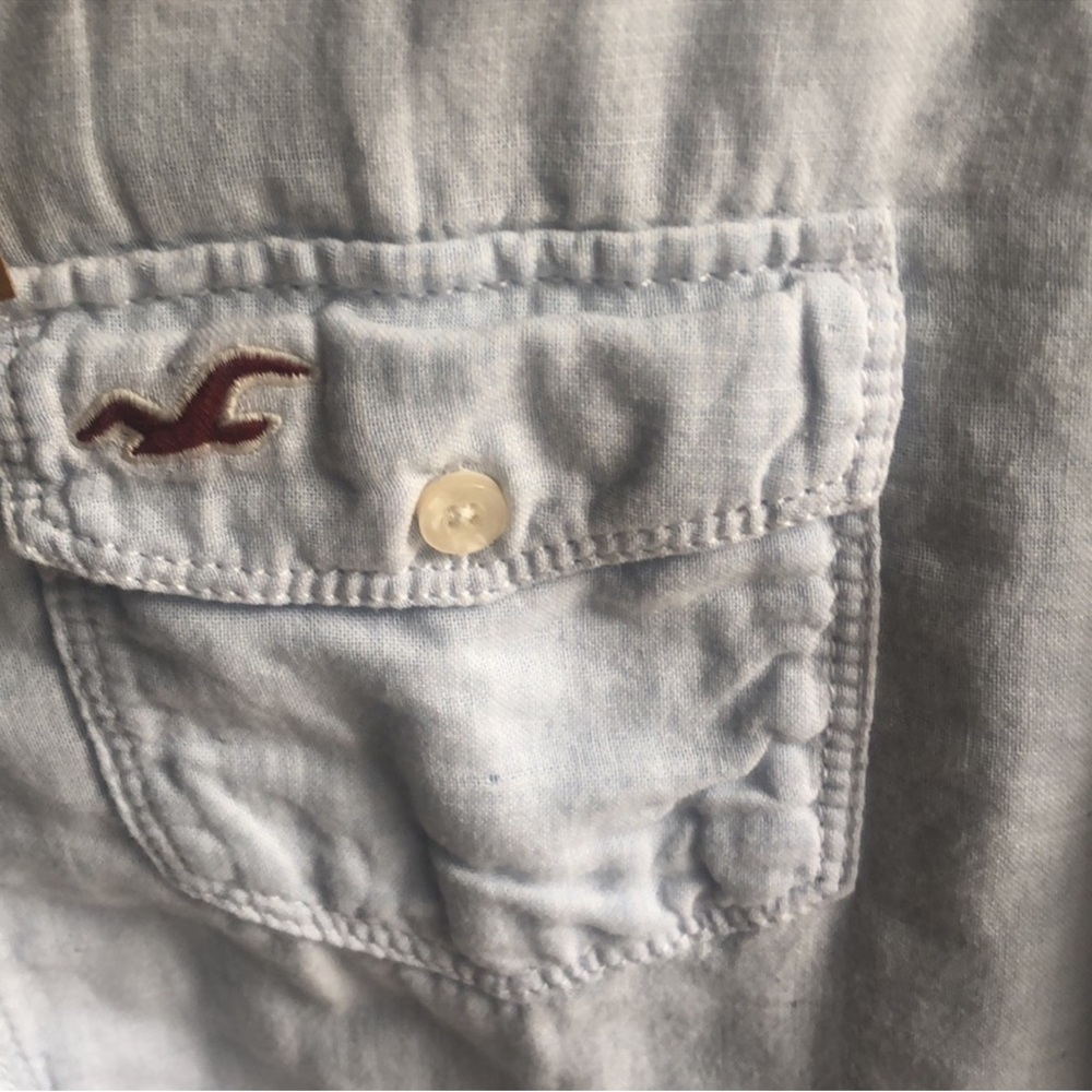 NWT Vintage Hollister long sleeve button up shirt. Light blue. Super Soft. Large - Picture 7 of 14